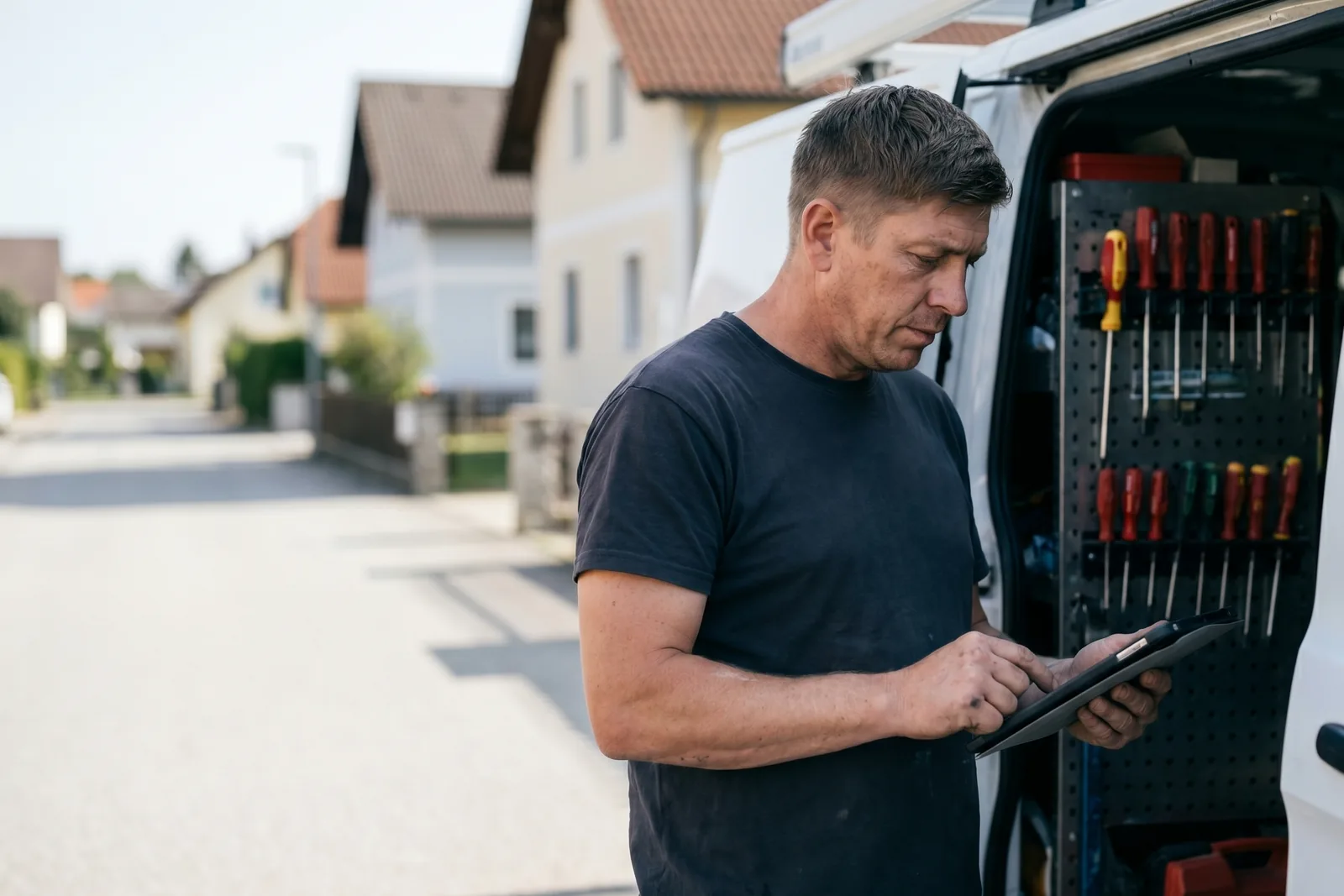 Installateur von B&W Haustechnik unterwegs in der Region Linz