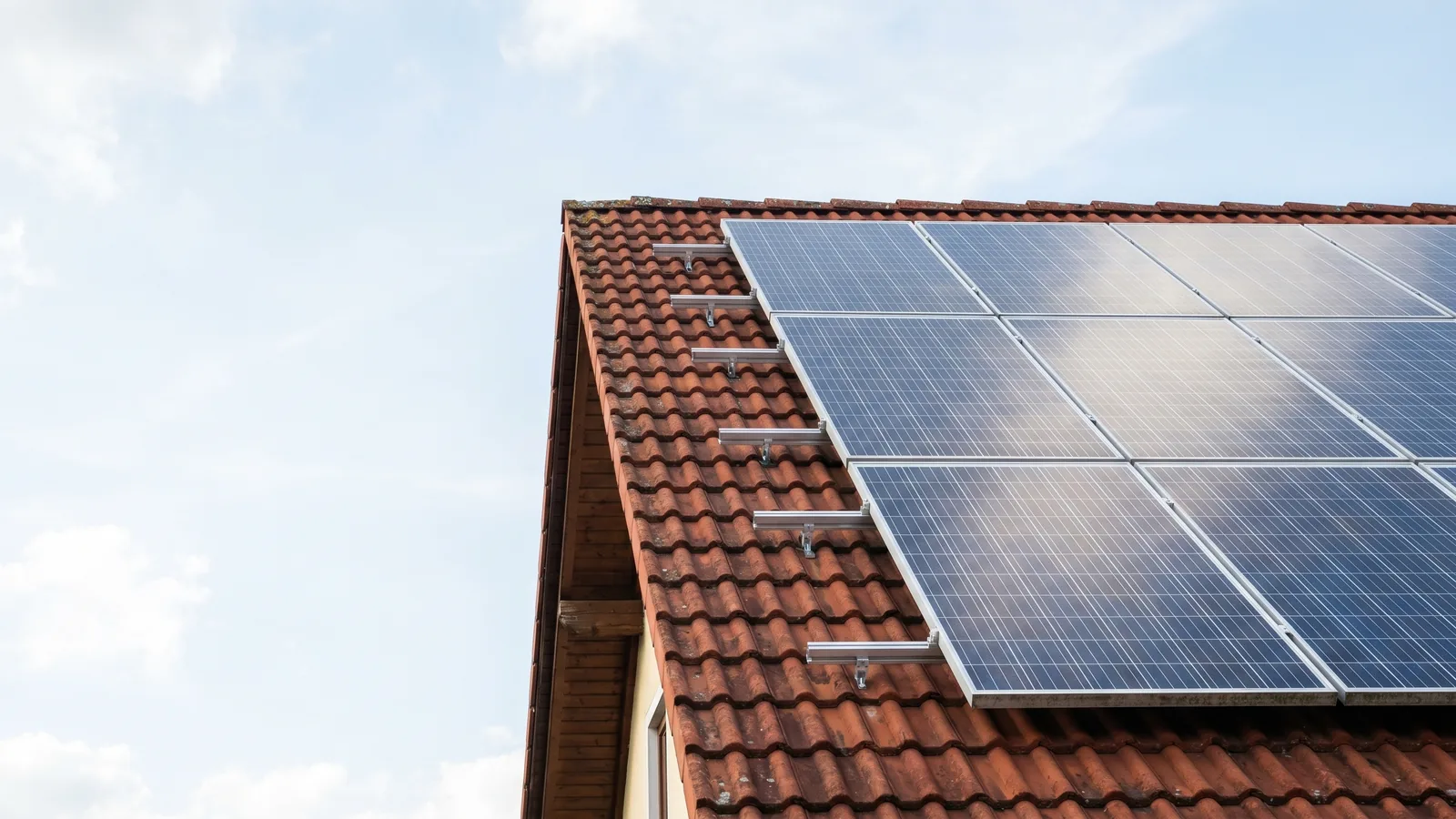 Photovoltaik-Module auf dem Ziegeldach eines Einfamilienhauses